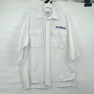 Yamaha nwot white vented blue logo outdoor shirt